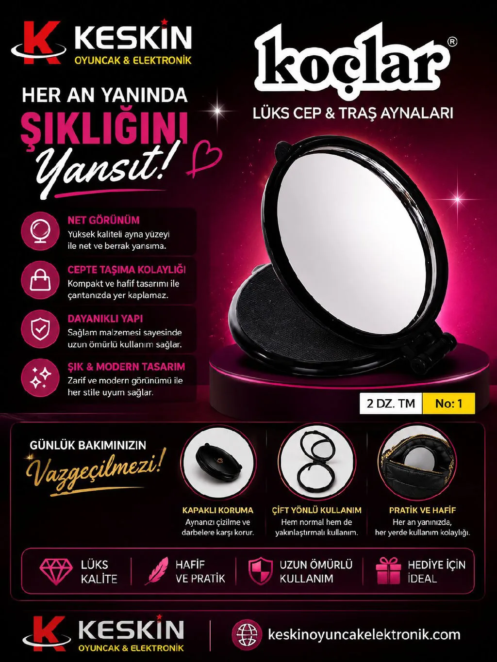 01 KOC YUVARLAK CEP AYNA NO urun gorseli - 1