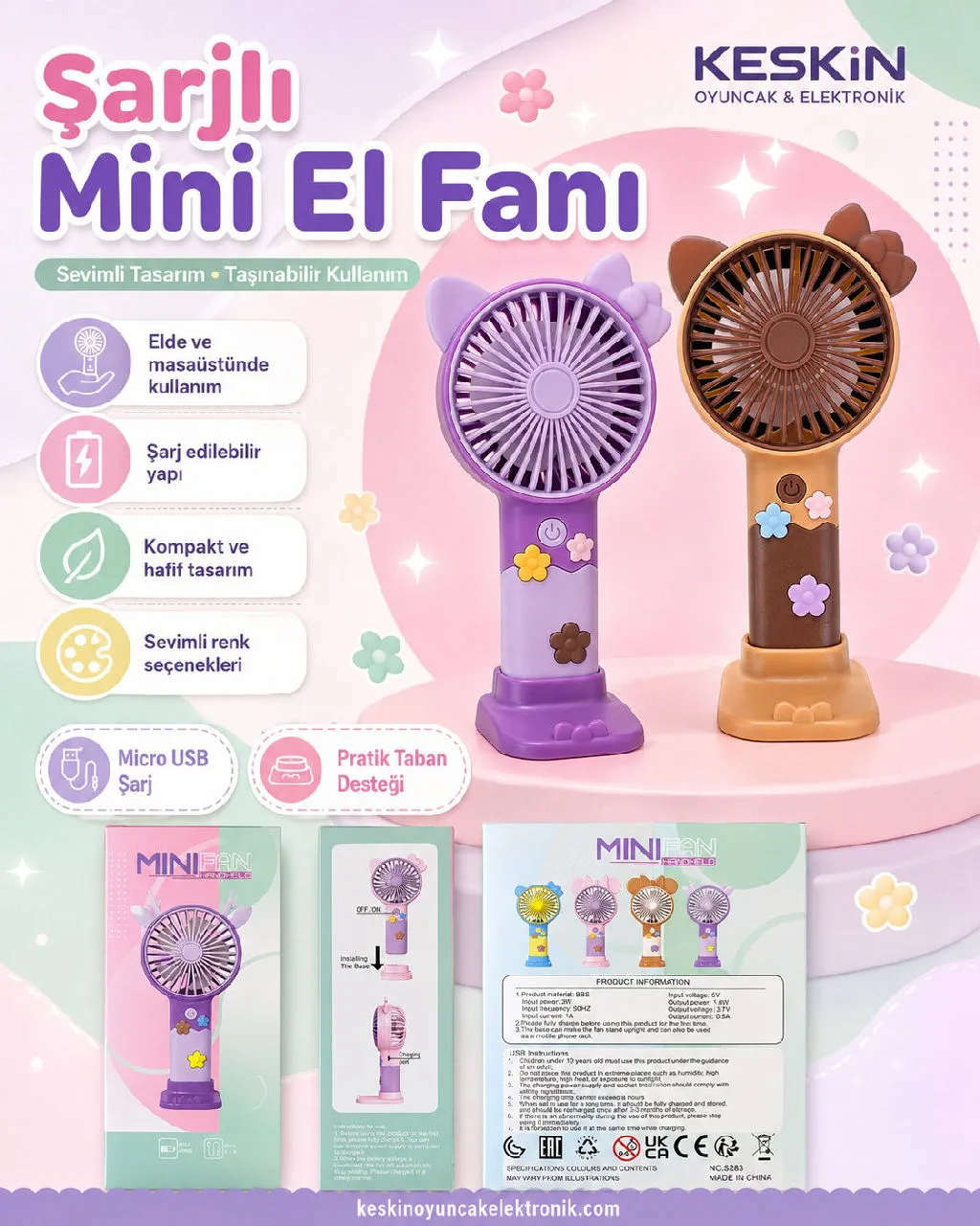 CLKN-2535 Mini Fan | Taşınabilir Kişisel Soğutucu | Keskin Elektronik urun gorseli - 1