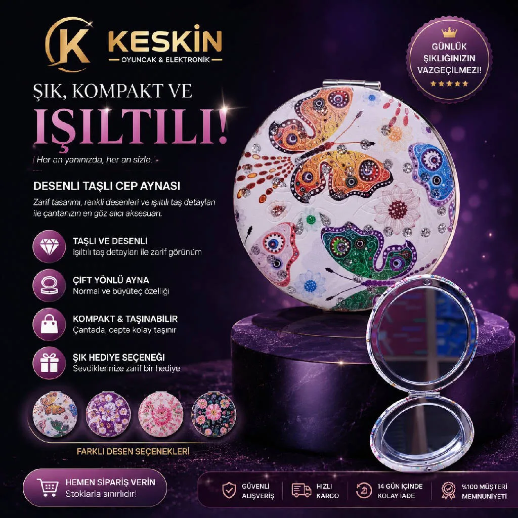 KELEBEKLI YUVARLAK  TASLI AYNA 241 urun gorseli - 1