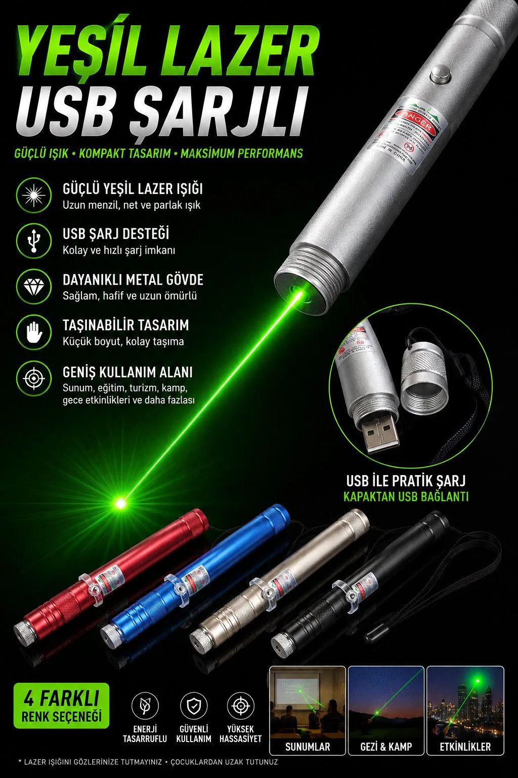 OR 710 GOLD ORION USBLI SARZLI LAZER urun gorseli - 1